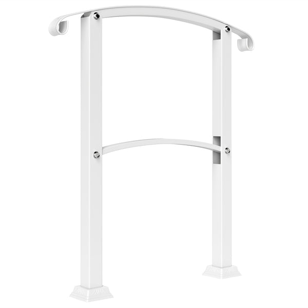 Exterior stair railings, white