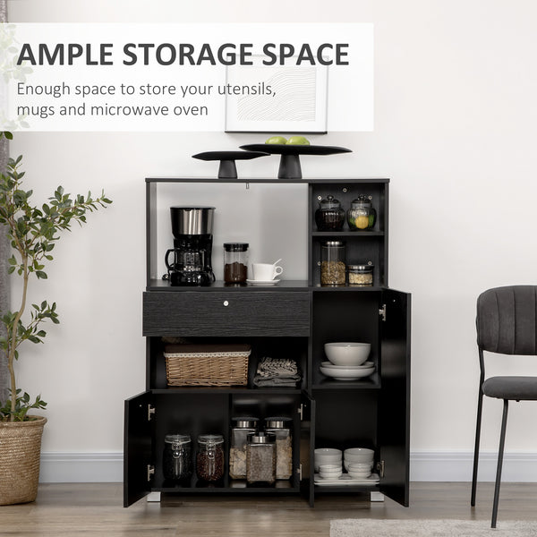 Kitchen cabinet with microwave stand, black