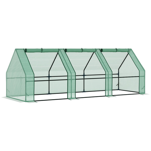 Portable Mini Tunnel Greenhouse for Growing Plants and Flowers with Zippered Roll-Up Doors and Polyethylene Cover, Green