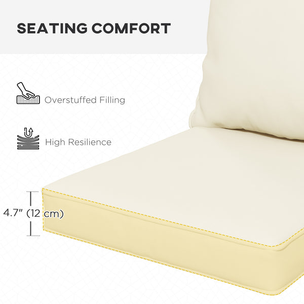 Set of 4 Patio Chair Cushions, Indoor and Outdoor, Cream White