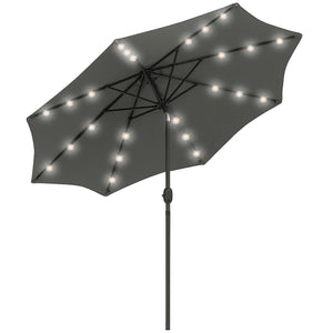8.8-foot sun umbrella with 24 LED lights, tiltable canopy, anthracite grey 