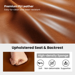 Set of 2 modern 25-inch upholstered faux leather counter stools - Espresso