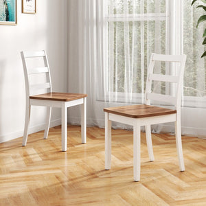 Set of 2 wooden dining chairs with solid rubberwood legs