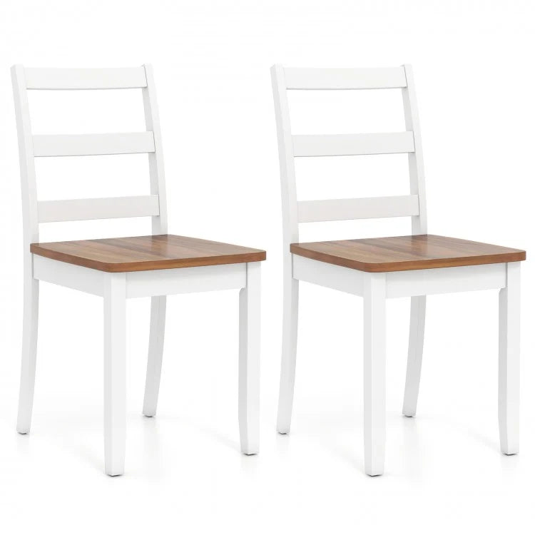 Set of 2 wooden dining chairs with solid rubberwood legs