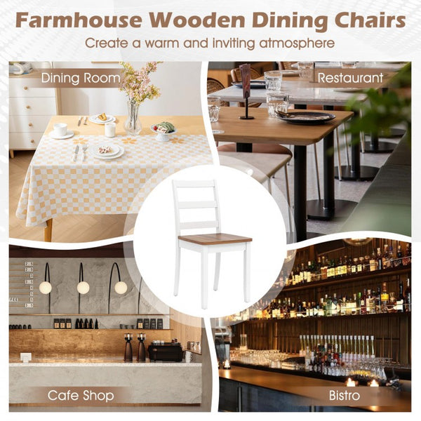 Set of 2 wooden dining chairs with solid rubberwood legs