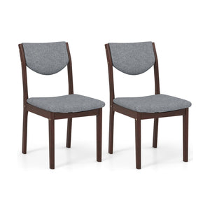 Set of 2 wooden kitchen chairs with faux leather padded seat - Grey