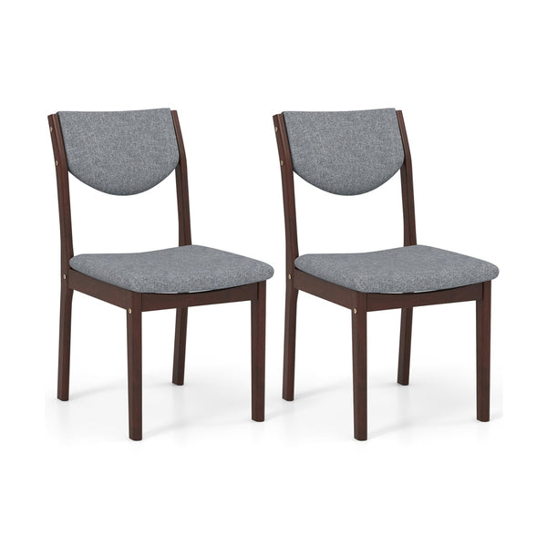 Set of 2 wooden kitchen chairs with faux leather padded seat - Grey