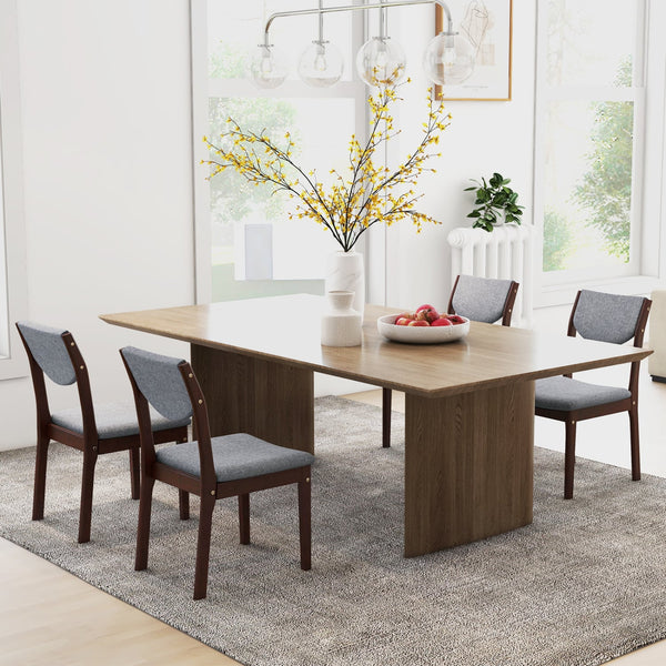 Set of 2 wooden kitchen chairs with faux leather padded seat - Grey