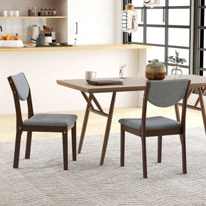 Set of 2 wooden kitchen chairs with faux leather padded seat - Grey