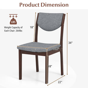 Set of 2 wooden kitchen chairs with faux leather padded seat - Grey