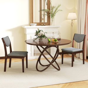 Set of 2 wooden kitchen chairs with faux leather padded seat - Grey