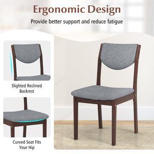 Set of 2 wooden kitchen chairs with faux leather padded seat - Grey