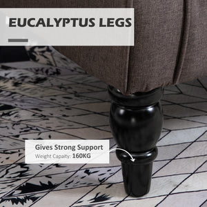 Button-tufted accent chair with wooden legs, brown