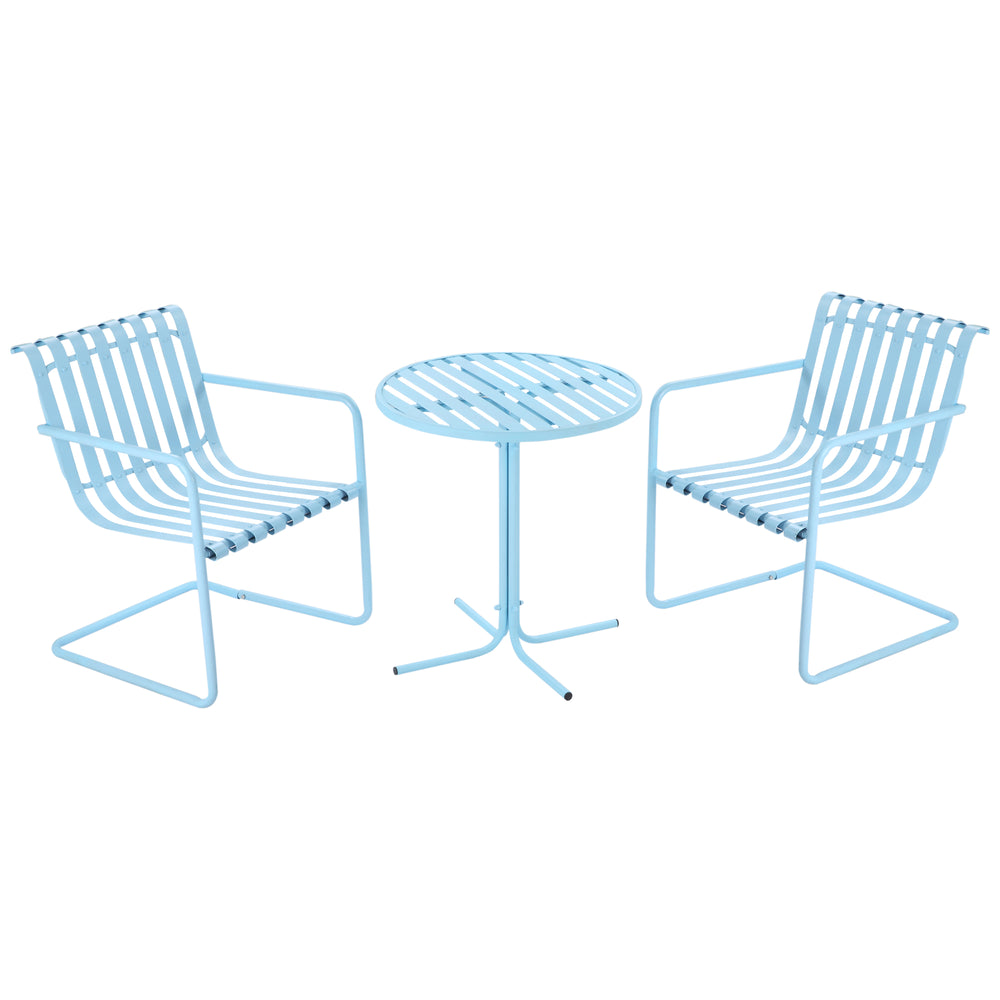 3-piece metal bistro set, sky blue