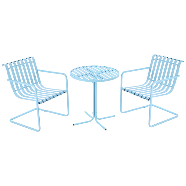 3-piece metal bistro set, sky blue