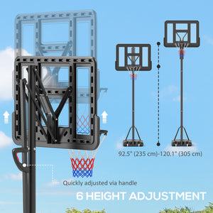 Portable basketball hoop with free weights, wheels and fillable base