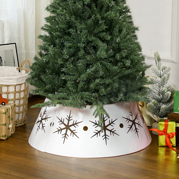 26" Christmas Tree Skirt with White Snowflake Pattern
