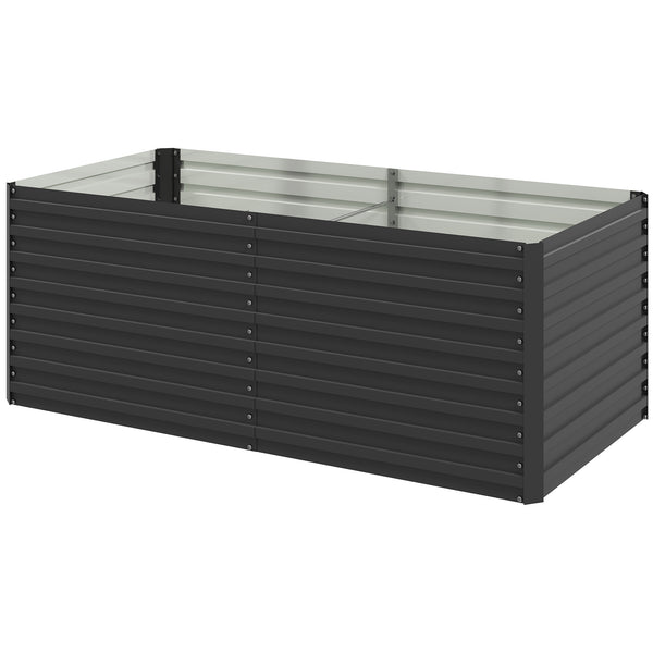 5' x 3' x 2' Raised Garden Bed, Galvanized Planter Box for Growing Flowers, Herbs and Vegetables, Dark Gray