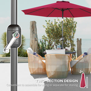 10-foot round parasol with crank and tilt, burgundy red