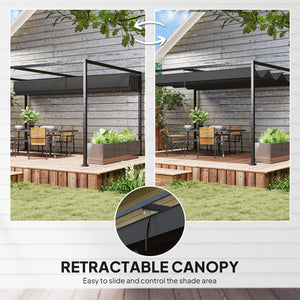 7 x 10 patio pergola with retractable canopy, black