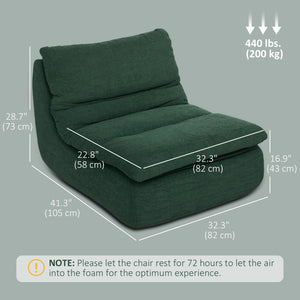 Ultra High Density Foam Floor Sofa Armless Green