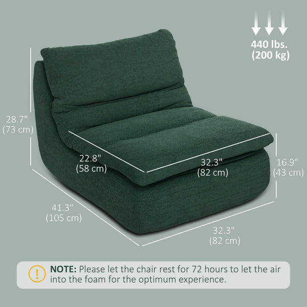 Ultra High Density Foam Floor Sofa Armless Green