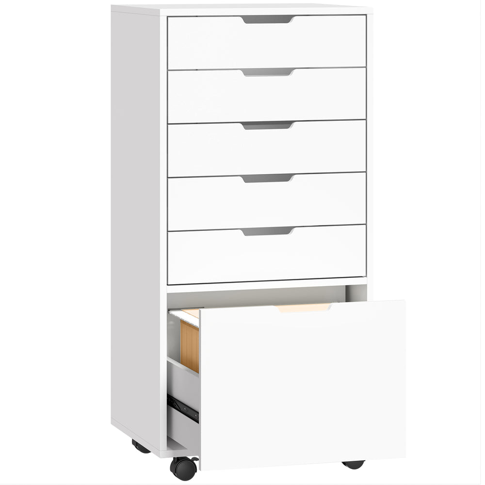 6-drawer mobile filing cabinet, white