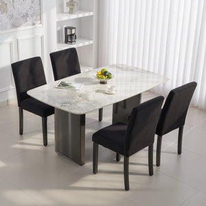 Set of 4 dining chairs with rubberwood legs and padded seats, black