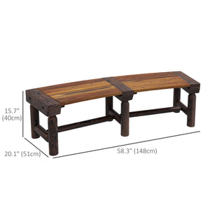Outdoor Wooden Bench with Slatted Seat for Yard, Brown