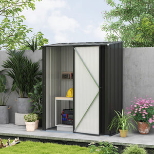 Steel garden shed with single lockable door, black