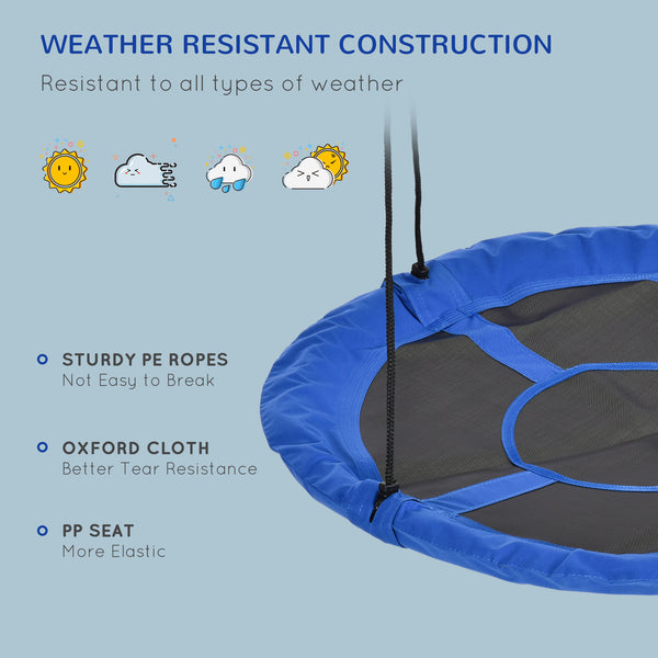 Saucer Swing with Adjustable Hanging Ropes, Blue