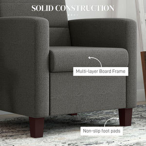 Fabric armchair with seat cushion and non-slip glides, dark grey