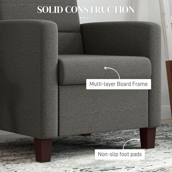 Fabric armchair with seat cushion and non-slip glides, dark grey