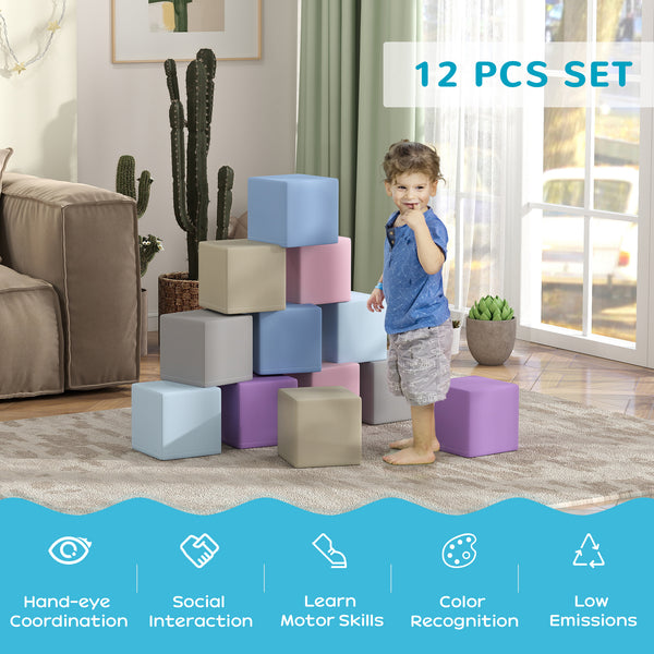 12-Piece Soft Foam Play Blocks - Multicolor