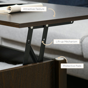 Lift-top coffee table with hidden storage compartment, 3 lower shelves, espresso