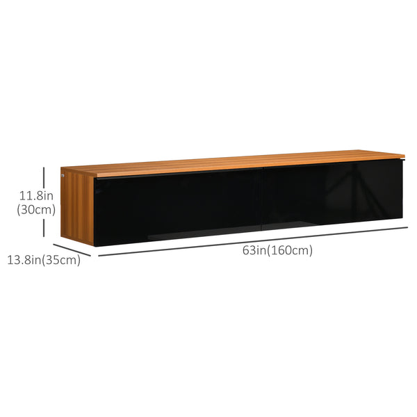 Floating TV Stand for TVs up to 70 inches with Storage, Brown and Black
