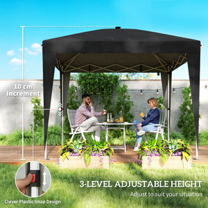 10 x 10 Pop-Up Canopy Tent with Center Light, UPF 50+ Protection, Remote Control, Black