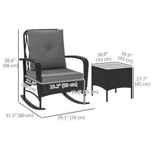 3-piece rattan bistro set with rocking chairs