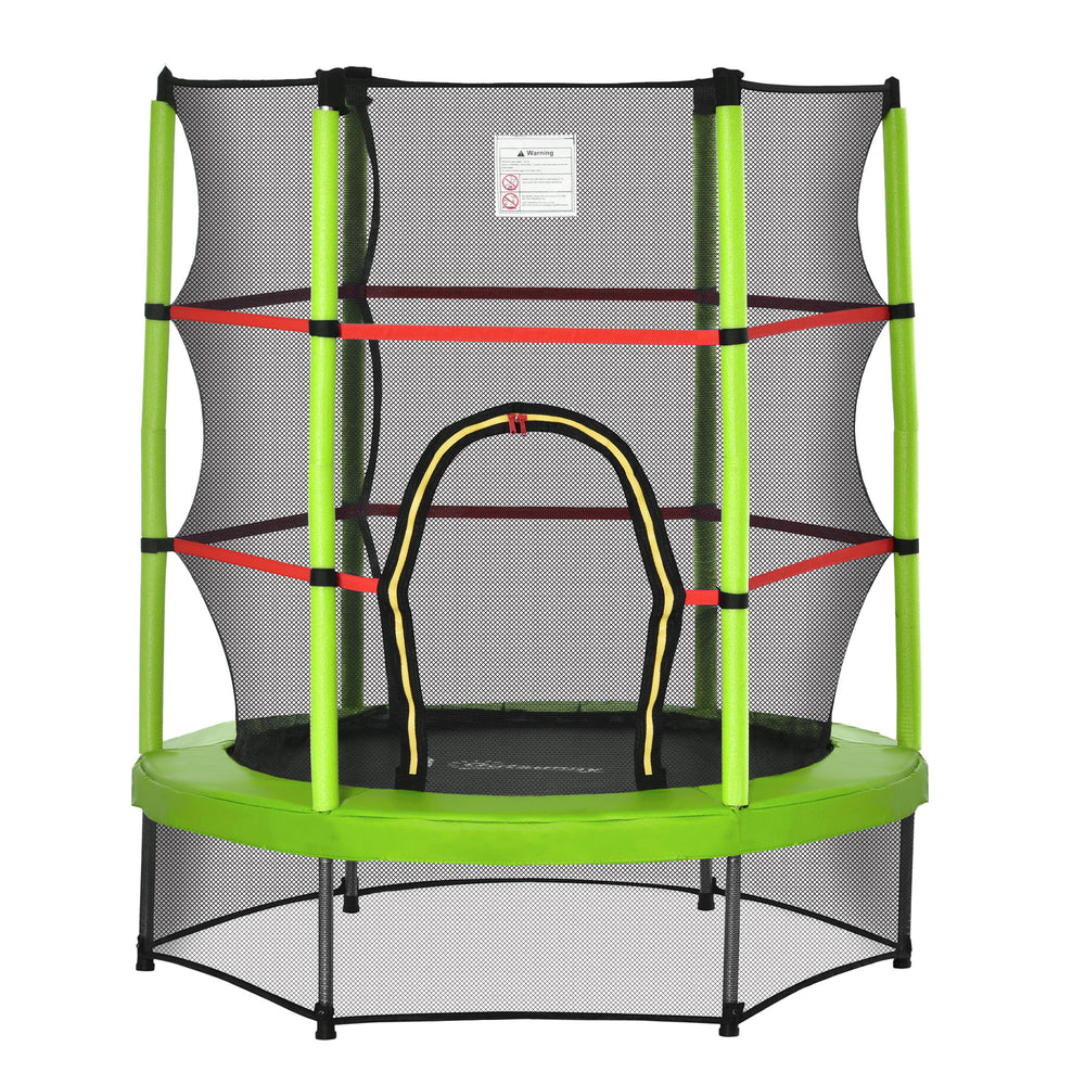 55" Kids Trampoline with Enclosure Net, Green