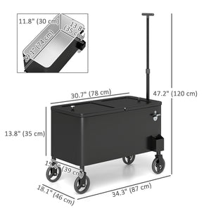 76L refrigerated trolley with wheels and adjustable handle, black