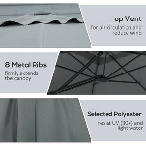 8-foot cantilever parasol with cross base, dark grey