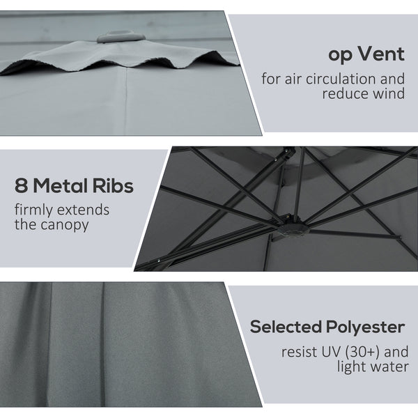 8-foot cantilever parasol with cross base, dark grey
