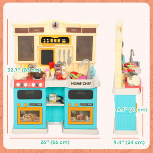 Qaba Kids Kitchen with Sounds, Lights and Accessories, Green