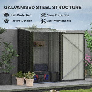 Galvanized steel garden shed with lockable door, dark grey