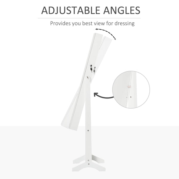 Jewelry cabinet with lockable mirror and 3 adjustable angles, white