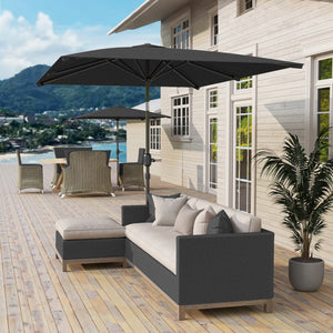 Rectangular tilting aluminium garden parasol 2 x 3 m, garden parasol, outdoor parasol with crank, dark grey