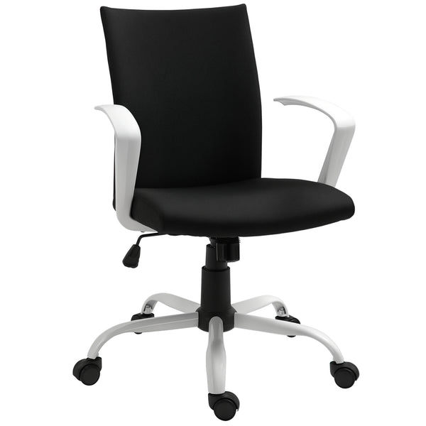 Linen office chair, mid-height back, reclining and swiveling, black
