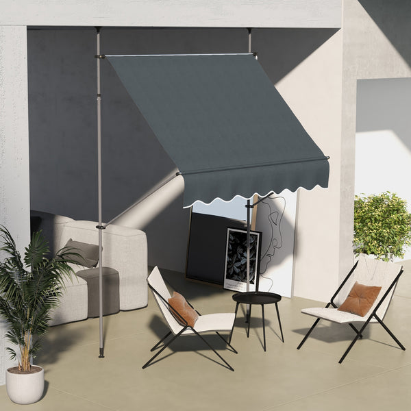 6.6 x 3.9 ft manual retractable awning, dark grey