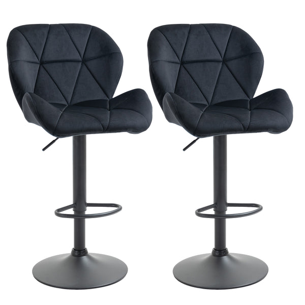 Set of 2 armless bar stools, black