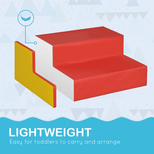 6-piece soft play area for climbing, crawling and sliding, red/pink